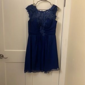 Dark blue lace knee length dress